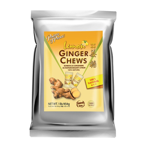 Prince of Peace Ginger Chews With Lemon, 1 lb. – Candied Ginger – Lemon Candy – Lemon Ginger Chews – Natural Candy