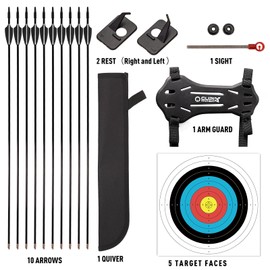 LWANO 42" Bow and Arrow Set for Kids, Archery Beginner Gift with 10 Arrows, 5 Target Face for Backyard Game (Black)