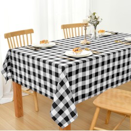 DWCN 60 x 120 Inch Checkered Tablecloth Rectangle - Waterproof,Spillproof Anti-Shrink Soft and Wipable Table Cover for Kitchen Dining, Party, Picnic,Black and White