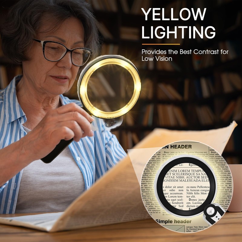 45X Magnifying Glass with Light, 4.6 Inch 1200mAh USB Rechargeable,