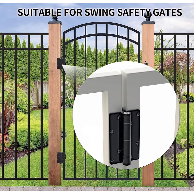 UCDOET Upgraded 5.75" Aluminum Self Closing Gate Hinges, Fence Gate