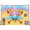 INRUI Ice Cream Drip Baseball Birthday Photography Backdrop 6x4FT