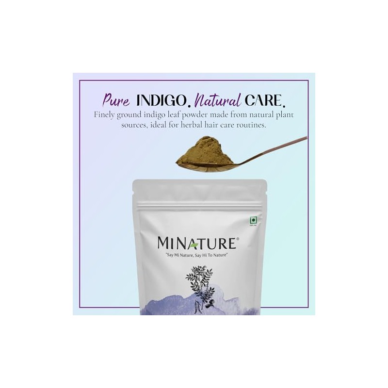 mi nature Indigo Powder -INDIGOFERA TINCTORIA,(100% NATURAL, ORGANICALLY GROWN) 1/2