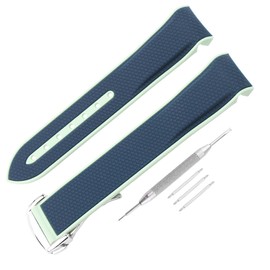 JETHENG Men's Rubber Strap Compatible for 20mm Omega×Swatch Ladies outdoor work waterproof silicone watch band wrist strap buckle, Navy Blue