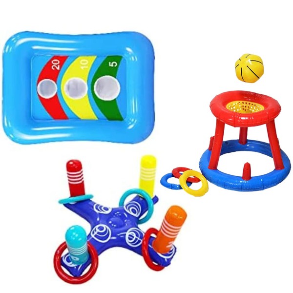 SENSORY4U Pool Float Games Including Floating Basketball Hoop for Pool,