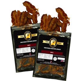 Delicious Maple Bacon Jerky – Made from 100% Real Uncured Bacon – Thick-Cut, Sweet & Savory Candied Bacon Strips – Irresistibly Flavorful Snack – 4oz Total (2 Bags, 2oz Each)