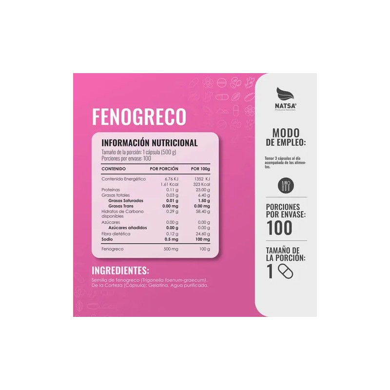 Fenogreco, 300 Cápsulas (3 Frascos 100 Cap C/u) Sabor Natural