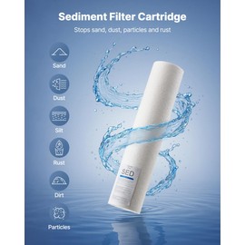 VEVOR Sediment Water Filter Cartridge, Universal Fit 20 x 4.5 Inch, 5 Micron SED Whole House Replacement Filter, 100,000 Gal Capacity, Reduces Sand, Rust, Dirt, and Particles, 2Pack