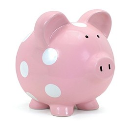 Child to Cherish Ceramic Polka Dot Piggy Bank, Pink
