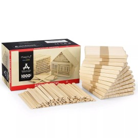 Magicfly 1000pcs Popsicle Sticks, Natural Wooden Food Grade Craft Sticks 4-1/2 Inch Great