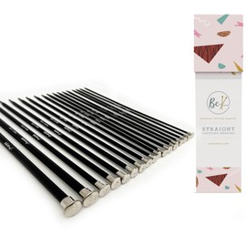 BeKnitting Knitting Needles, 9pc Aluminum Straight Set for Adults & Kids with Carrying Case, Gift, Mothers Day - Black, US Sizes 3, 4, 5, 6, 7, 8, 9, 10, 11, 10''