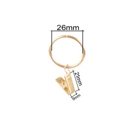 Aqbau Pack of 50 Curtain Rings with Clips, Curtain Rod Rings, Curtain Rings with Clips, Curtain Rings Metal, Curtain Clips with Rings (Gold, Inner Diameter 26 mm)