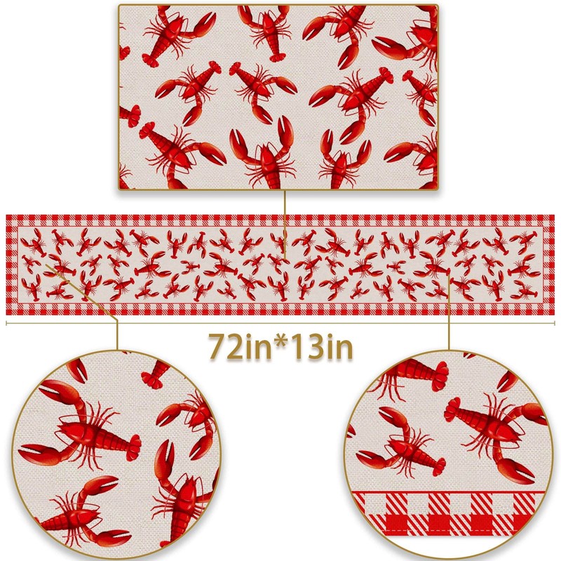 Pudodo Crawfish Boil Table Runner Lobster Seafood Boil Themed Buffalo