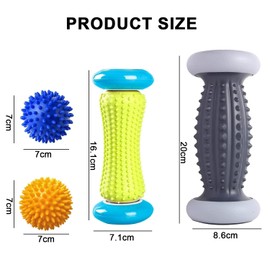 GIOD Foot Roller, Foot Massage Roller, 4 Piece Massage Ball Kit, Physiotherapy Ball Massager,Foot Massager For Plantar Fasciitis Relief - 2 Foot Massage Rollers & 2 Foot Massage Balls, Home Gym