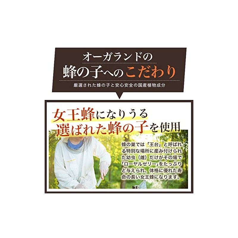 オーガランド (ogaland) お徳用 蜂の子 (180カプセル / 約6ヶ月分) はちのこ サプリメント (必須アミノ酸/ミネラル含有)