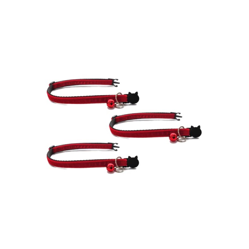 Velvet Cat Collars with Bell. Safe Breakaway Quick Release Buckle.