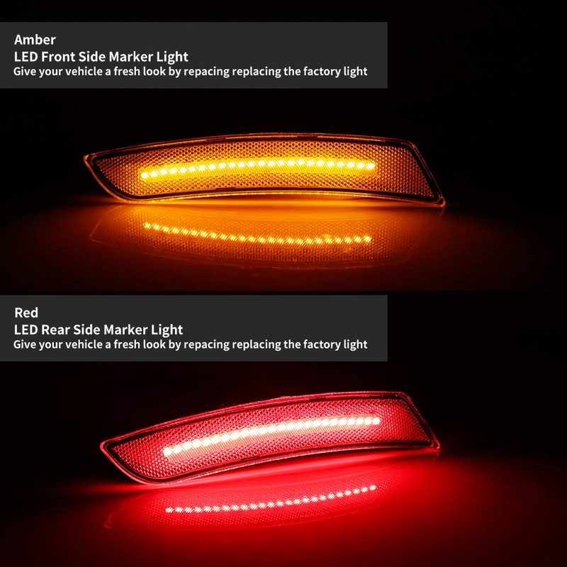 GTINTHEBOX Clear Lens Front Rear Full Side Marker Lights Compatible