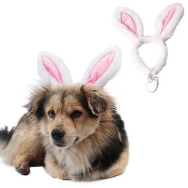 ANIAC Pet Headgear Soft Headband with Cute Bunny Ears Warm Hat Head Accessories Easter Costume for Cats Kitten Puppy and Small Dogs
