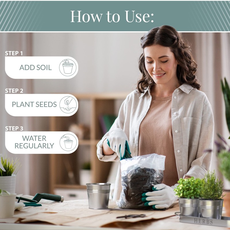 Barnyard Designs Indoor Herb Garden Planter Set with Tray, Metal