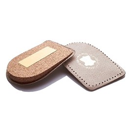 Leather Heel Support for Short Leg Length Discrepancies Achilles Tendonitis Pain Orthotic Lift Pad Natural Cork Cushion Shoe Insert 1.0 cm (7-10 UK)