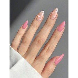 Pink Floral Press on Nails