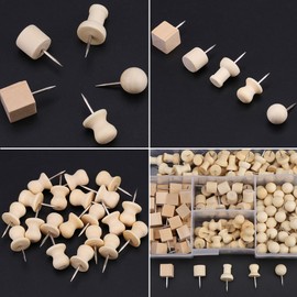 Nautral Wooden Pushpin Push Pins Decorative DIY Tool 10 mm for Home Office Craft Projects, Natural Colour, Pack of 180