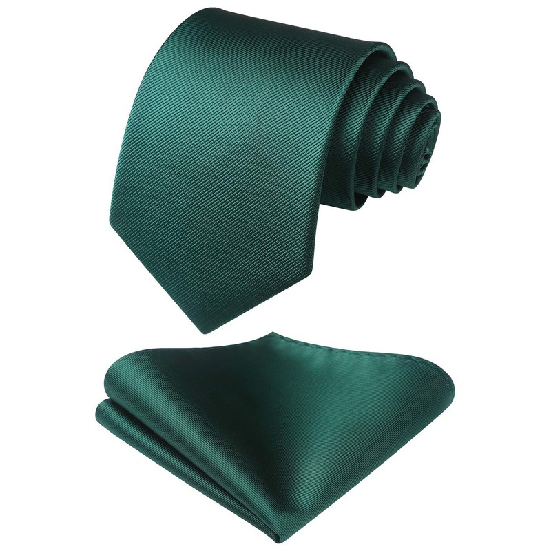 HISDERN Men's Wedding Ties and Pocket Square Tie Clip Set