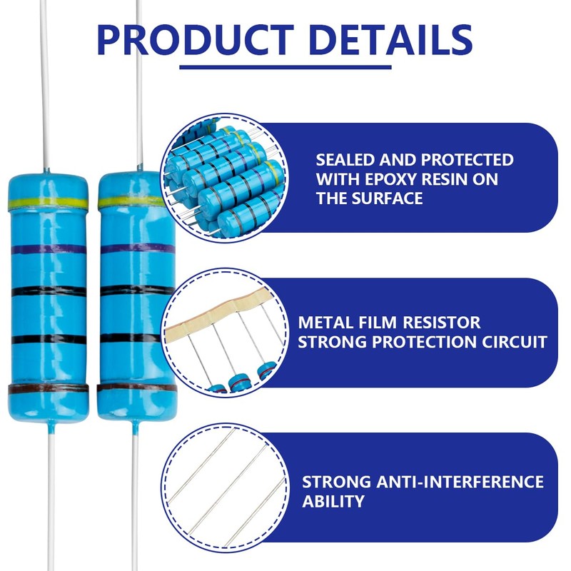 Innfeeltech 15 Pcs 5W 1% Tolerance 470 Ohm Metal Film