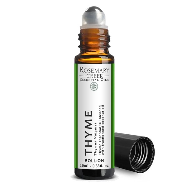 10 ml Thyme Essential Oil Roll-On - Aromatherapy and Massage Therapy - Prediluted Oil - 100% Pure and Natural Oil - by Rosemary Creek Essential Oils