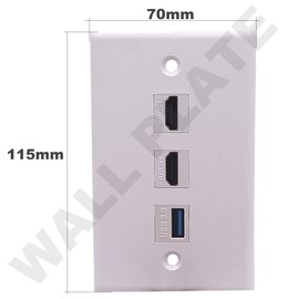Kework 3 Ports Wall Plate, 2 Ports HDMI 4k + 1 Port USB3.0 Outlet Socket Wall Plate, HDMI & USB 3.0 Female to Female Keystone Jack Module Wall Plate