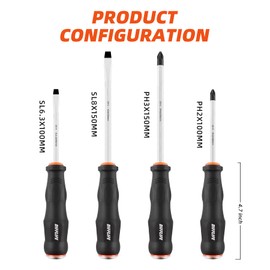 DIFFLIFE Screwdriver Sets Screwdriver Kit 4-Piece, Professional Cushion Grip Insulated Magnetic Tip Electrician Screwdriver Kits (4-Piece)…