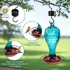 Jarkyfine Blown Glass Hummingbird Feeder, Blue, 20 oz