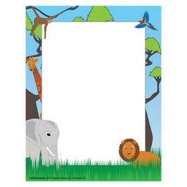Hayes Explorer Border Paper, Jungle Safari-Themed Stationery for Kids, Classrooms, Flyers, Awards, Invitations and Events, Full-Color Matte Finish, 8.5" x 11" - 50 Pack
