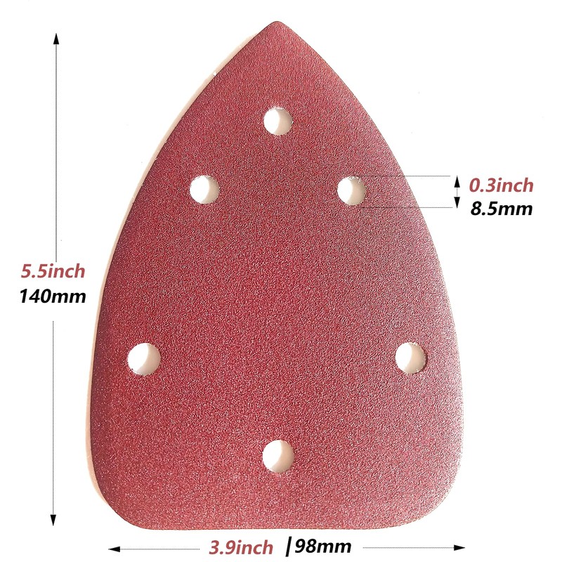 100 PCS Mouse Detail Sander Sandpaper 6 Holes, 80 Grit