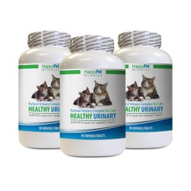 HAPPY PET VITAMINS LLC cat UTI Pills - CAT Healthy Urinary Complex - UTI Solution - Natural Formula - Anti INFLAMMATORY - Juniper Berry for Cats - 3 Bottles (270 Tablets)