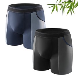 Carer - Paquete de 2 calzoncillos tipo bóxer para incontinencia para hombre (negro y azul), de viscosa ultra suave, lavables, de absorción de 2.7 fl o