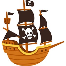 Cool Pirate Ship Model Childrens Toy Boat Cartoon Vinyl Sticker (4" Tall, Large Skull)