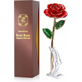 Sinvitron 24K Gold Dipped Rose Eternal Flower Gifts For Women Mother's Day Valentine's Day