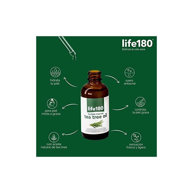 Life180, Tea Tree Suero Facial Para Control de Grasa y