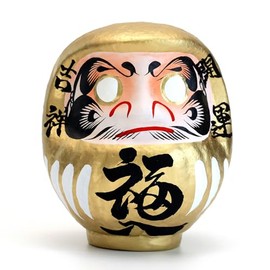 ＪＡＰＡＮ＼ＭＵＳＥＵＭ JAPANMUSEUM Japanese Gold Daruma Doll Handmade Traditional Crafts Zen Statue Good Luck & Well Wishes (5.9inch Tall Gold L)