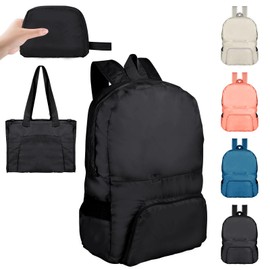 25L Ultra Lightweight Foldable Backpack, Small Rucksack Water Resistant Durable Packable Backpacks for Women Men Outdoor Camping Hiking Travelling Walking Hiking Biking Shopping (Black)