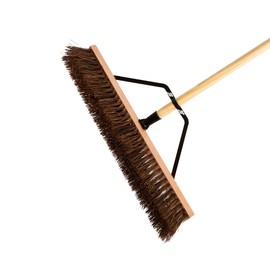 Restaurantware-Clean Tek Professional 24 Inch Push Broom, 1 Heavy-Duty Broom with 60” Handle - Palmyra Bristles, Use Indoor and Outdoor, Wooden Commercial Broom, for Deck, Driveway, Garage, Patio