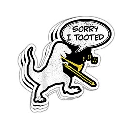 ULTRAVUTT 3Pcs - Sorry I Tooted Trombone Stickers Funny Dinosaur Marching Band Stickers Trombone Player Marching Band Trombone Stickers Trumpet Trombone Stickers Gift Decorations Stickers 3"x4"
