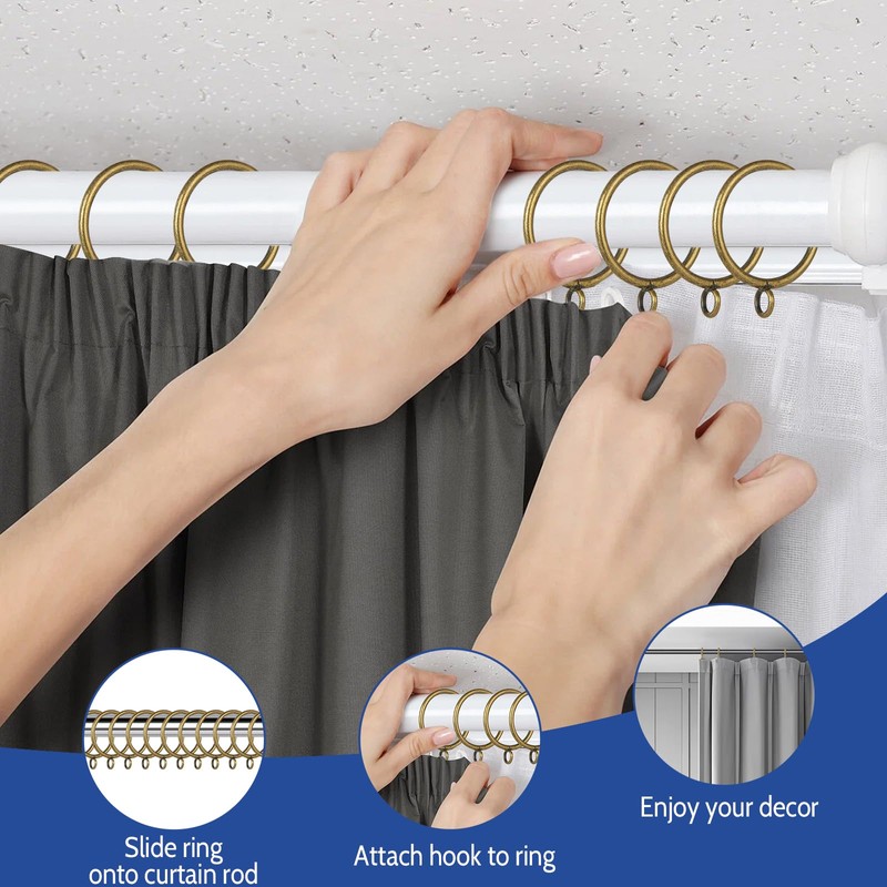 Businey 24 Pack Curtain Rings 50mm Bronze Metal Curtain Rings