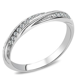 YourJewelleryBox Round Eternity Band Simulated Diamond Ring Stainless Steel Wedding Size K TK3259
