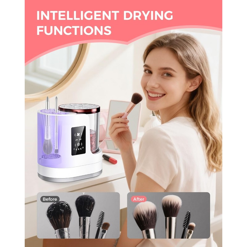 Electric Makeup Brush Cleaner Machine with Automatic Cleaning and Drying