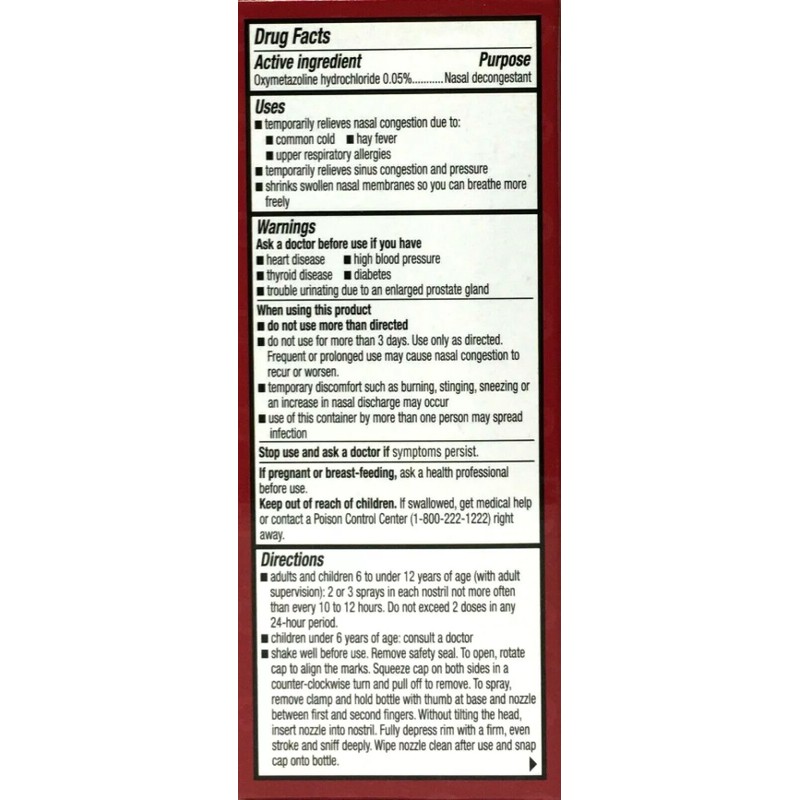 Nasal Spray Original Decongestant Pump Mist Spray 12 Hour Relief