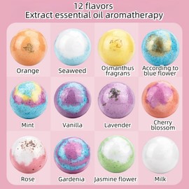 Aidejah Bath Bombs Gift Set, 12pcs, with shea Butter, Natural sea Salt, Essential Oil SPA moisturizing Skin Care, Stress Relief, Christmas, Valentine's Day, Birthday Gift, is The Best Gift for Ladies
