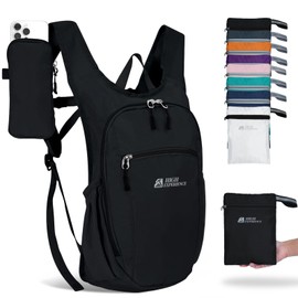 HIGH EXPERIENCE Hiking Backpack 10L/15L Small Daypack Lightweight Packable Travel Foldable Water Resistan for Women Men (Black, 15L)