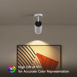 Opulux 9W LED Dimmable Ceiling Spotlight Indoor – Adjustable Surface Mount Accent Fixture for Corridor, Plants & Painting | Warm White 3000K CRI 97 Directional Spot Light, White